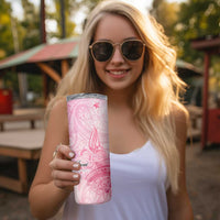 Breast Cancer Awareness Month Skinny Tumbler Butterfly Polynesia Watercolor Pink