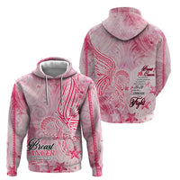 Breast Cancer Awareness Month Zip Hoodie Butterfly Polynesia Watercolor Pink
