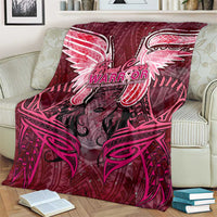 Breast Cancer Warrior Blanket Angel Wings Polynesian Pattern