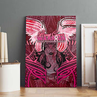Breast Cancer Warrior Canvas Wall Art Angel Wings Polynesian Pattern