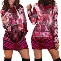 Breast Cancer Warrior Hoodie Dress Angel Wings Polynesian Pattern