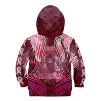 Breast Cancer Warrior Kid Hoodie Angel Wings Polynesian Pattern
