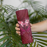 Breast Cancer Warrior Skinny Tumbler Angel Wings Polynesian Pattern