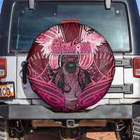Breast Cancer Warrior Spare Tire Cover Angel Wings Polynesian Pattern