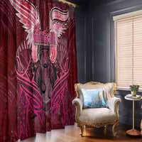 Breast Cancer Warrior Window Curtain Angel Wings Polynesian Pattern