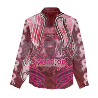 Breast Cancer Warrior Women Casual Shirt Angel Wings Polynesian Pattern