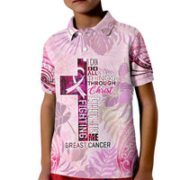 Breast Cancer Polynesian Kid Polo Shirt I Can Do All Things Through Christ