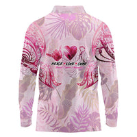Breast Cancer Polynesian Long Sleeve Polo Shirt I Can Do All Things Through Christ