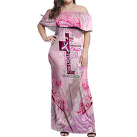 Breast Cancer Polynesian Off Shoulder Maxi Dress I Can Do All Things Through Christ