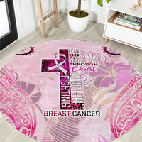 Breast Cancer Polynesian Round Carpet I Can Do All Things Through Christ DT02 Pink - Polynesian Pride
