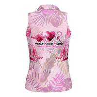 Breast Cancer Polynesian Women Sleeveless Polo Shirt I Can Do All Things Through Christ