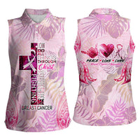 Breast Cancer Polynesian Women Sleeveless Polo Shirt I Can Do All Things Through Christ