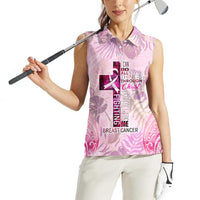 Breast Cancer Polynesian Women Sleeveless Polo Shirt I Can Do All Things Through Christ