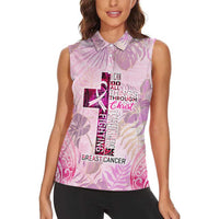 Breast Cancer Polynesian Women Sleeveless Polo Shirt I Can Do All Things Through Christ