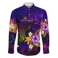 Wallis and Futuna Family Matching Long Sleeve Bodycon Dress and Hawaiian Shirt Whale Hibiscus Polynesian