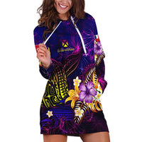 Wallis and Futuna Hoodie Dress Whale Hibiscus Polynesian