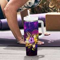 Wallis and Futuna Tumbler With Handle Whale Hibiscus Polynesian