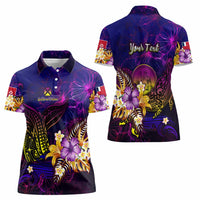 Wallis and Futuna Women Polo Shirt Whale Hibiscus Polynesian