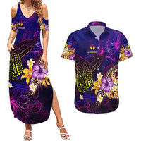 New Caledonia Couples Matching Summer Maxi Dress and Hawaiian Shirt Whale Hibiscus Polynesian