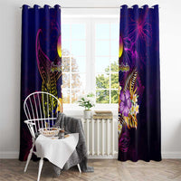 New Caledonia Window Curtain Whale Hibiscus Polynesian