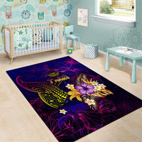 Tahiti French Polynesia Area Rug Whale Hibiscus Polynesian