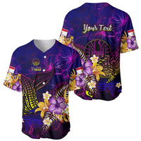 Tahiti French Polynesia Baseball Jersey Whale Hibiscus Polynesian