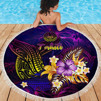 Tahiti French Polynesia Beach Blanket Whale Hibiscus Polynesian