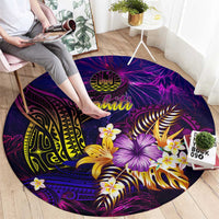 Tahiti French Polynesia Round Carpet Whale Hibiscus Polynesian