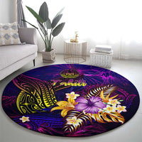 Tahiti French Polynesia Round Carpet Whale Hibiscus Polynesian
