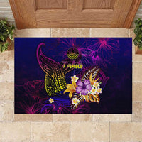 Tahiti French Polynesia Rubber Doormat Whale Hibiscus Polynesian