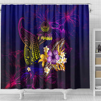 Tahiti French Polynesia Shower Curtain Whale Hibiscus Polynesian