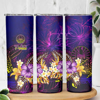 Tahiti French Polynesia Skinny Tumbler Whale Hibiscus Polynesian