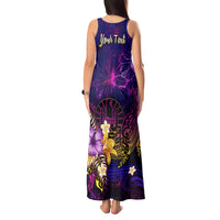 Tahiti French Polynesia Tank Maxi Dress Whale Hibiscus Polynesian