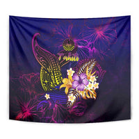 Tahiti French Polynesia Tapestry Whale Hibiscus Polynesian