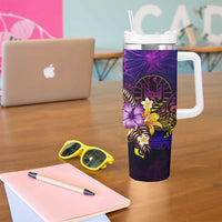 Tahiti French Polynesia Tumbler With Handle Whale Hibiscus Polynesian