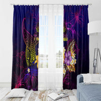 Tahiti French Polynesia Window Curtain Whale Hibiscus Polynesian