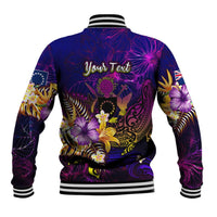 Cook Islands Baseball Jacket Whale Hibiscus Polynesian