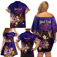 Cook Islands Family Matching Off Shoulder Short Dress and Hawaiian Shirt Whale Hibiscus Polynesian