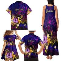Cook Islands Family Matching Tank Maxi Dress and Hawaiian Shirt Whale Hibiscus Polynesian