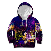 Cook Islands Kid Hoodie Whale Hibiscus Polynesian