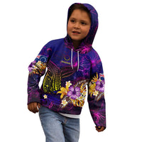 Cook Islands Kid Hoodie Whale Hibiscus Polynesian