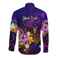 Cook Islands Long Sleeve Button Shirt Whale Hibiscus Polynesian