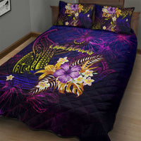 Cook Islands Quilt Bed Set Whale Hibiscus Polynesian