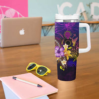 Cook Islands Tumbler With Handle Whale Hibiscus Polynesian