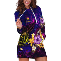 Nauru Hoodie Dress Whale Hibiscus Polynesian
