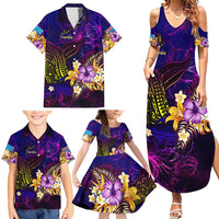 Tuvalu Family Matching Summer Maxi Dress and Hawaiian Shirt Whale Hibiscus Polynesian