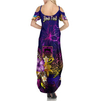Tuvalu Summer Maxi Dress Whale Hibiscus Polynesian
