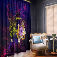 Tuvalu Window Curtain Whale Hibiscus Polynesian