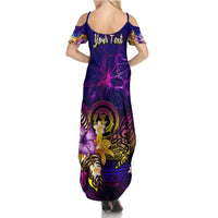 Northern Mariana Islands Family Matching Summer Maxi Dress and Hawaiian Shirt Whale Hibiscus Polynesian