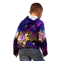Northern Mariana Islands Kid Hoodie Whale Hibiscus Polynesian